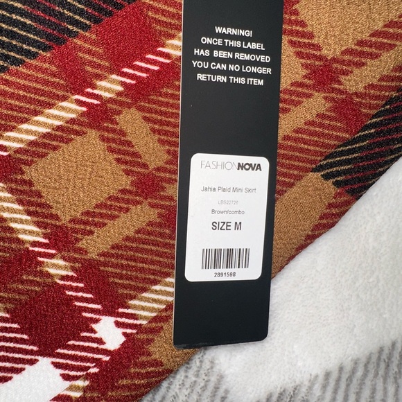 Fashion Nova Burgundy and Brown Plaid Mini Skirt - Picture 2 of 4